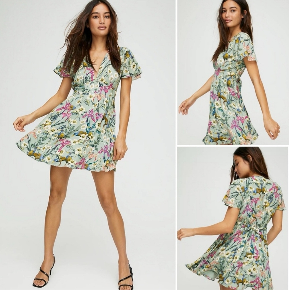 M Sunday Best Vanessa Dress Mint Bird Floral Dodo Print Spring Picnic